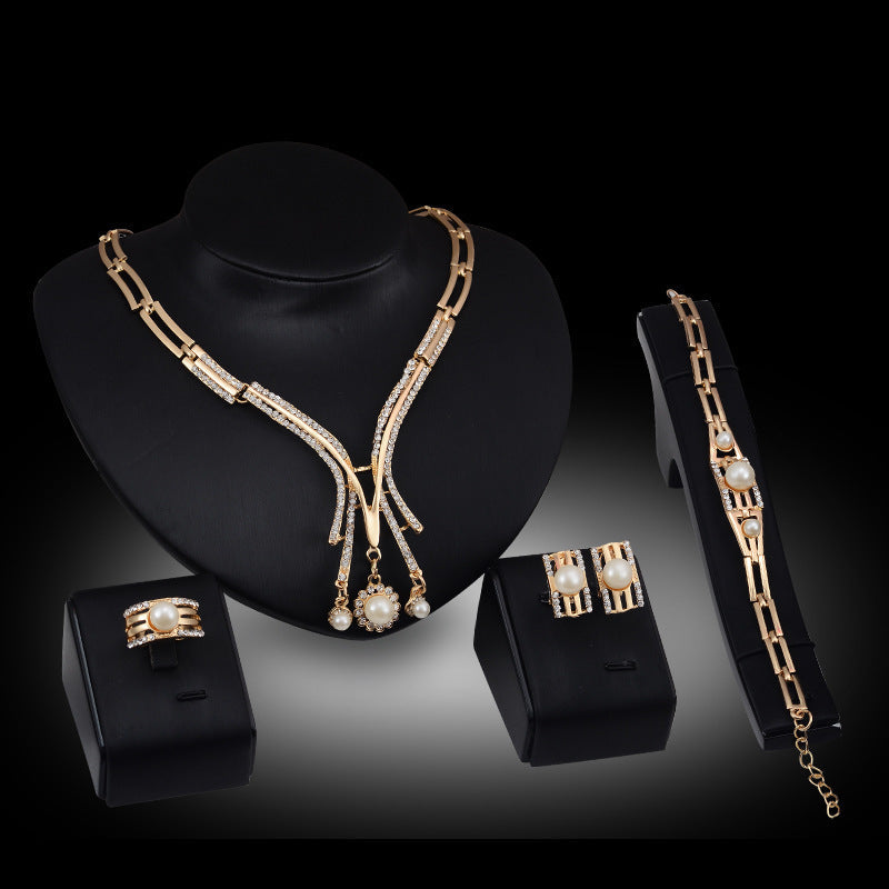 Personalized Fashion Jewelry Set Alloy Necklace Four-piece Set    (Available)