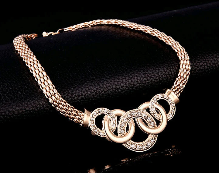 Necklace Earrings Bracelet Ring Jewelry Set European and American Plated 18K Jewelry Four-piece Set 17 sold in last 20 hours