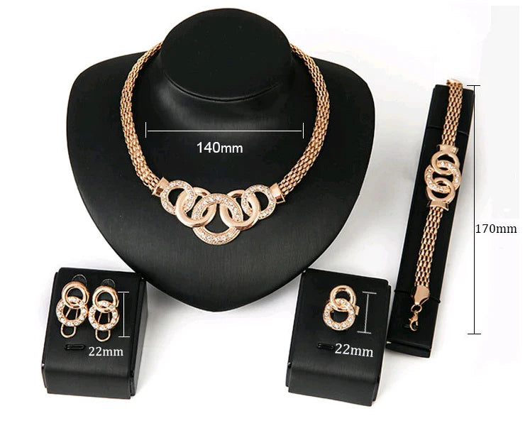 Necklace Earrings Bracelet Ring Jewelry Set European and American Plated 18K Jewelry Four-piece Set 17 sold in last 20 hours