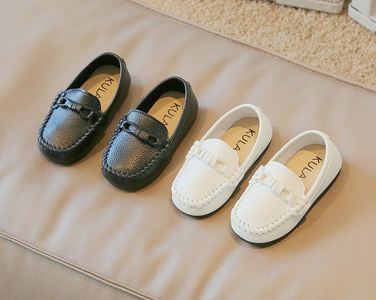 Korean Style Casual Children Gommino Soft Bottom Slip On Baby Shoes Boys' Leather Shoes Slip-on