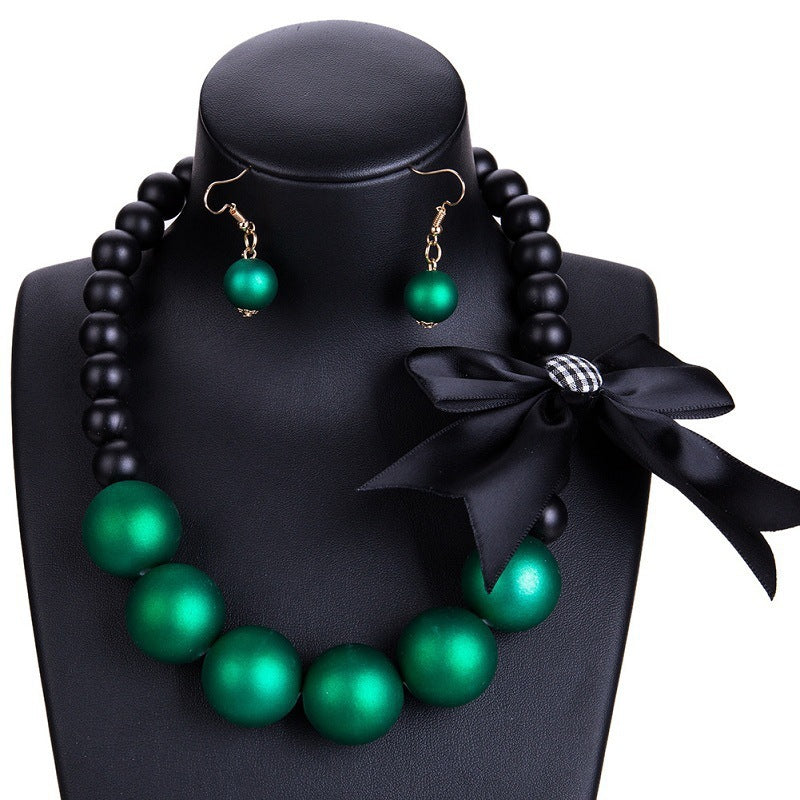 Bowknot Resin Necklace Set