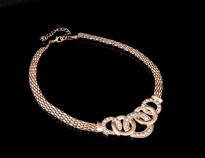 Necklace Earrings Bracelet Ring Jewelry Set European and American Plated 18K Jewelry Four-piece Set 17 sold in last 20 hours