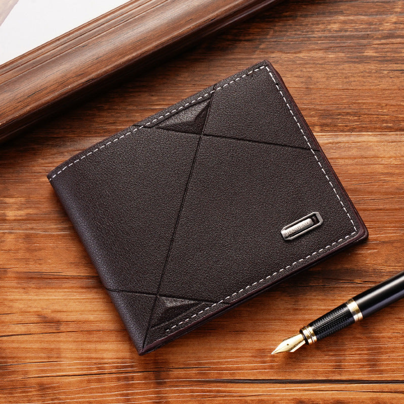 Men's Wallet Short Multi Card Slots Wallet Thin Three Fold Horizontal Soft Leather Wallet