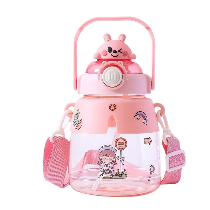 Cloak Doll Big Belly Cup Cute Large Capacity Tonneau Cup With Strap Children's Straw Water Cup