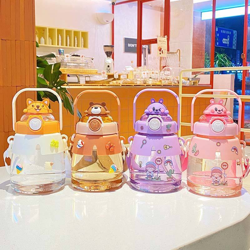 Cloak Doll Big Belly Cup Cute Large Capacity Tonneau Cup With Strap Children's Straw Water Cup