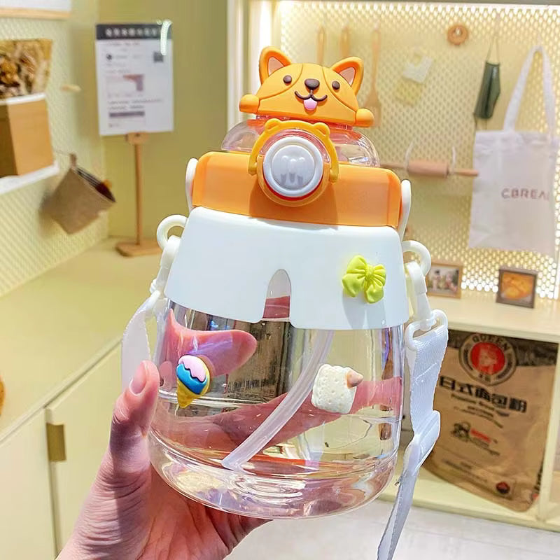 Cloak Doll Big Belly Cup Cute Large Capacity Tonneau Cup With Strap Children's Straw Water Cup