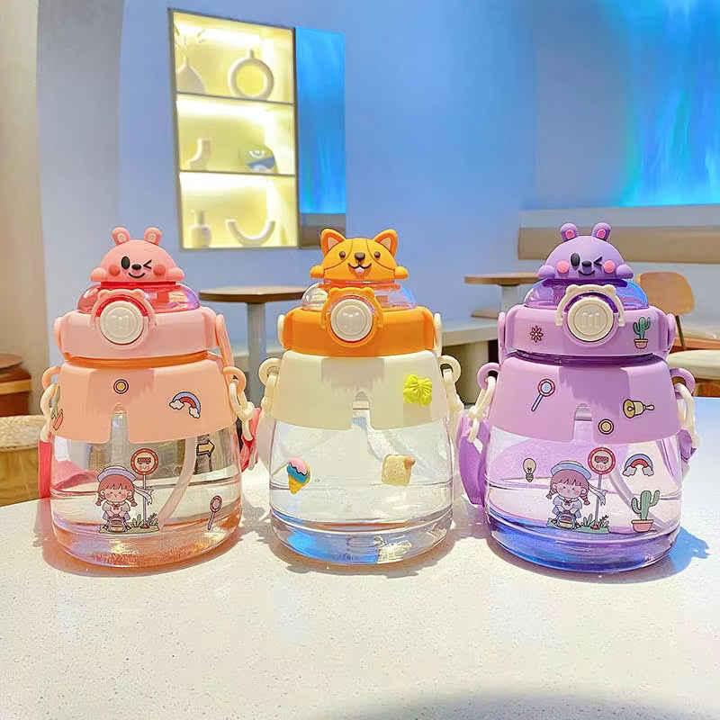 Cloak Doll Big Belly Cup Cute Large Capacity Tonneau Cup With Strap Children's Straw Water Cup