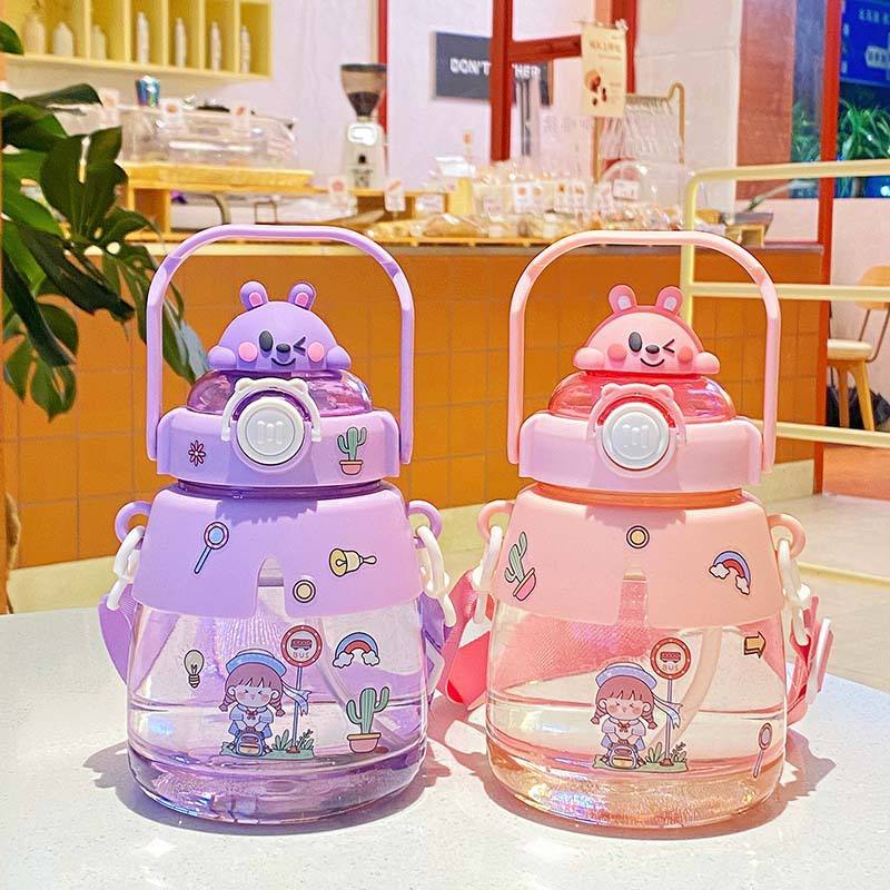 Cloak Doll Big Belly Cup Cute Large Capacity Tonneau Cup With Strap Children's Straw Water Cup