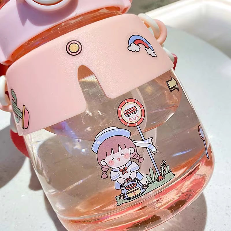 Cloak Doll Big Belly Cup Cute Large Capacity Tonneau Cup With Strap Children's Straw Water Cup