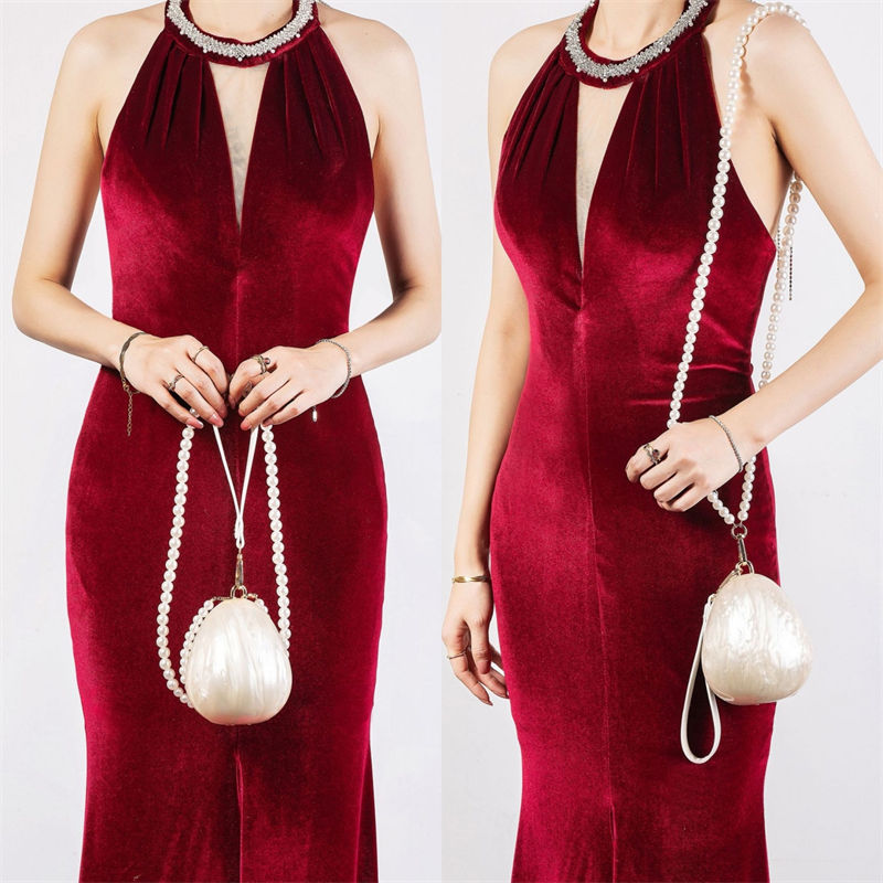 Luxury Pearl Mini Egg Clutch Handbag for Ladies Evening Party
