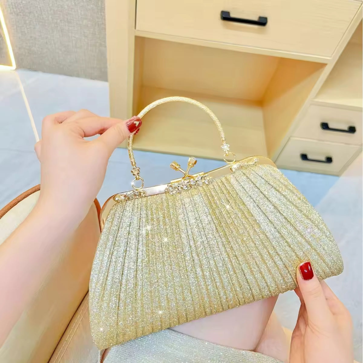 Advanced Handmade Dinner Bag Women's Cross-Border Small Bag Diamond-Encrusted Evening Clutch