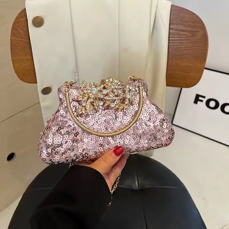 Elegant Textured Ladies Crossbody Bag Personality Female Chain Handbags Purse
