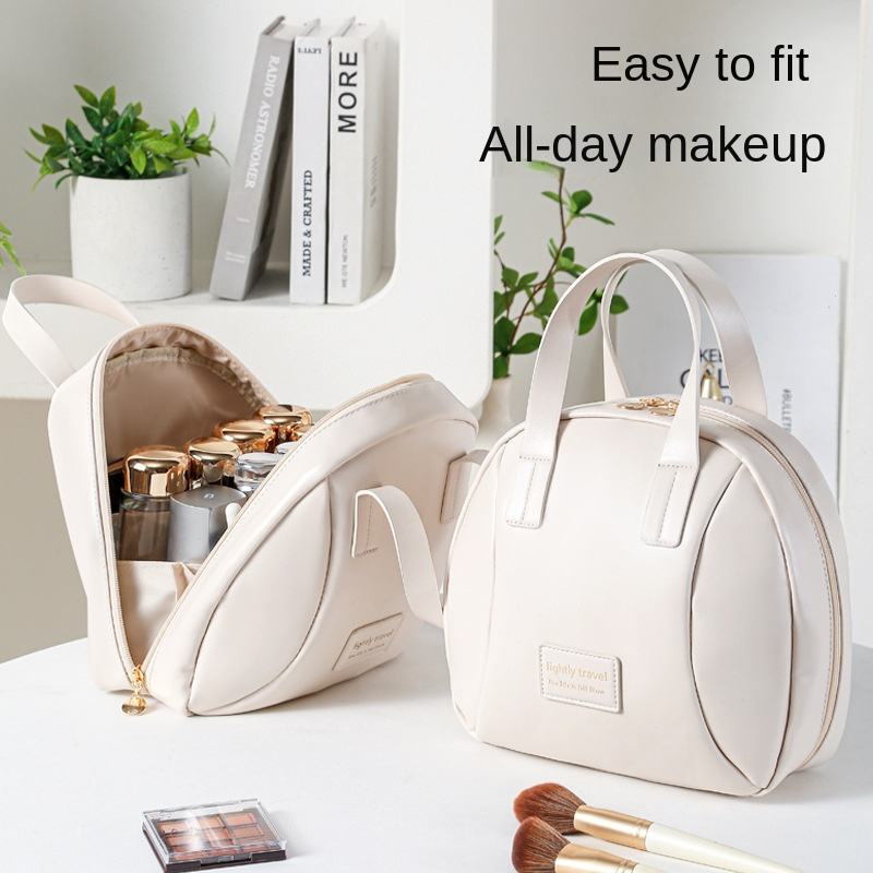 Women's Waterproof Zipper Letter Large Capacity Travel PU Double Handle Fashion Professional Cosmetic Bag