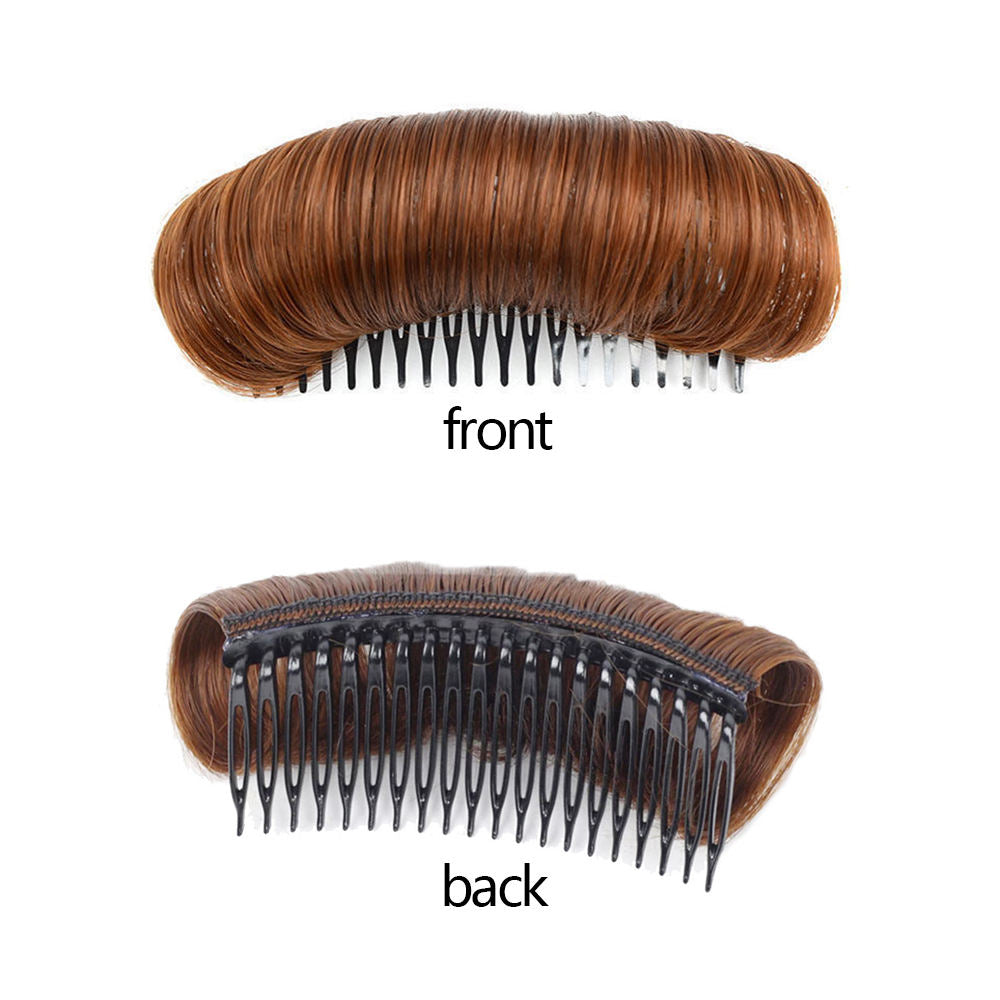 Hair Clip Bun Comb Base Bump Volume Synthetic Invisible Fluffy Hair Pad for Women