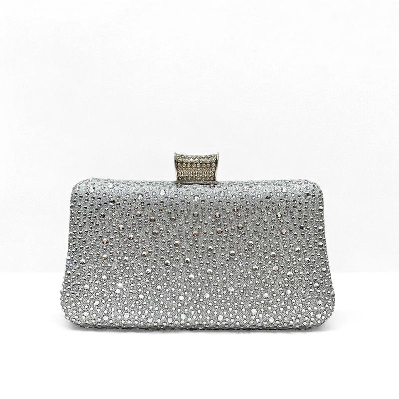 Women's Luxury Rhinestone Celebrity Flash Banquet Clutch Party Evening Bag with Polyester Lining