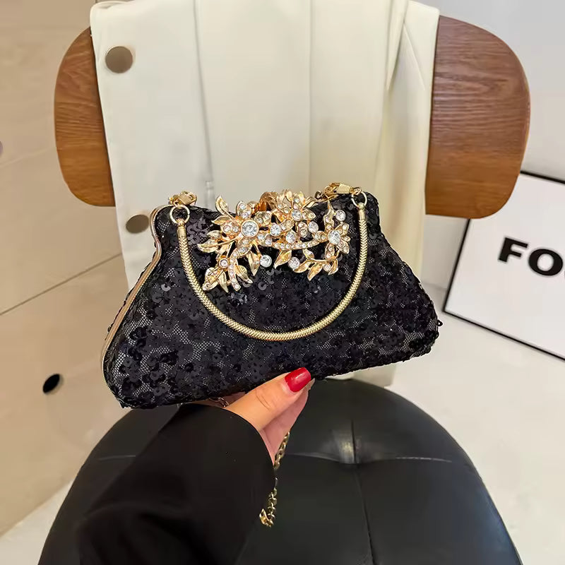 Elegant Textured Ladies Crossbody Bag Personality Female Chain Handbags Purse