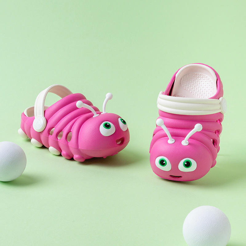 Hot Summer Sales for Kids Cute Cartoon Caterpillar EVA Clogs With Soft Bottom Breathable Flat Anti-Slip Features for Kids