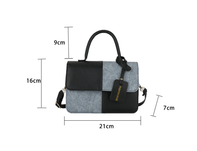 PU Leather Ladies Handbags Square Underarm Crossbody Bag with Block Splice Women's Shoulder Bags