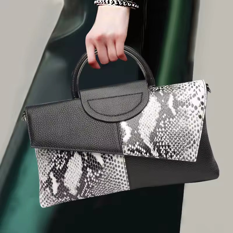 High-End Women's Snake Crocodile Pattern Clutch Bag