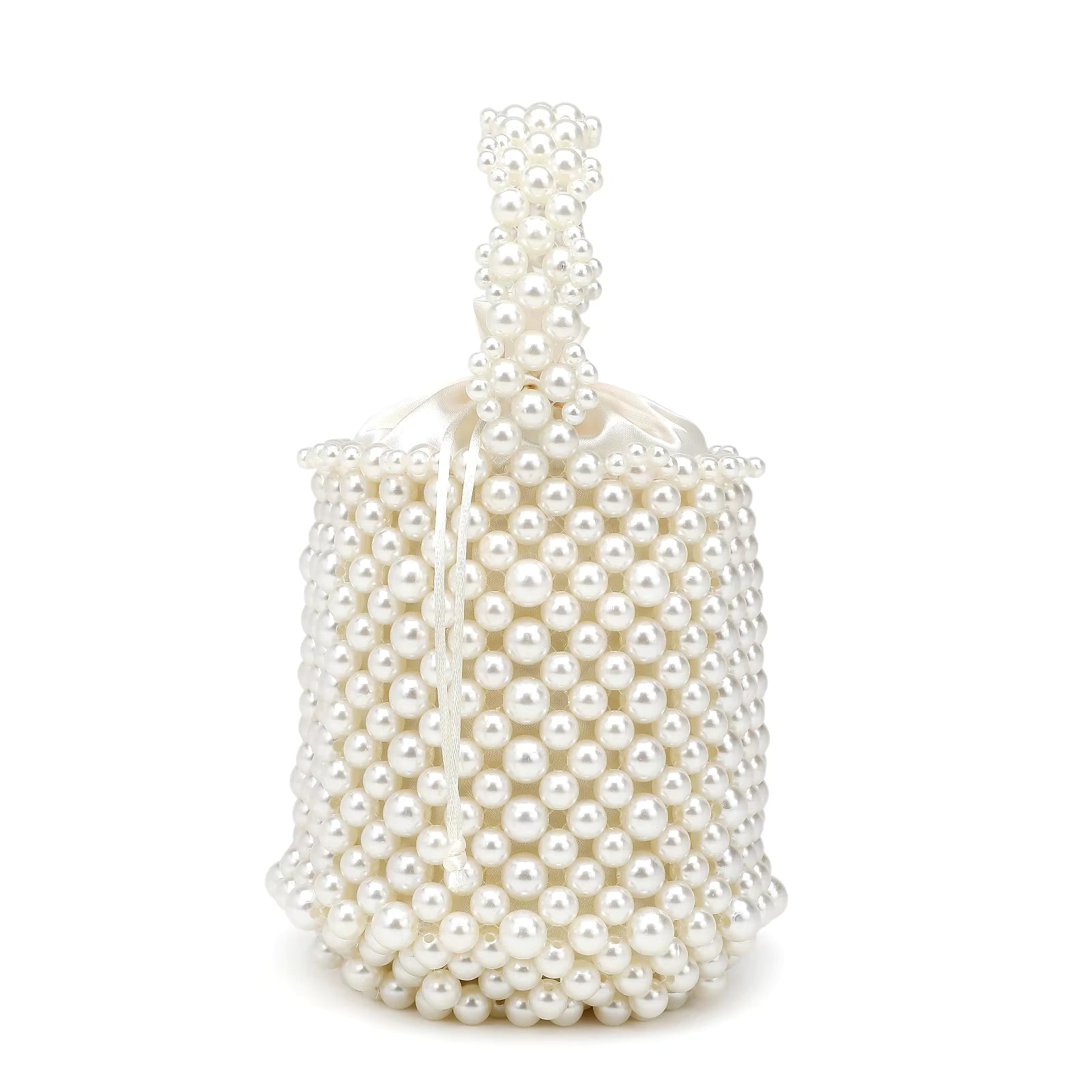 Luxury Fancy Bridal Ladies Mini Summer Wedding Evening Beaded Pearl Bucket Clutch