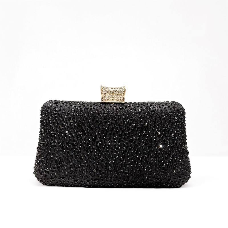 Women's Luxury Rhinestone Celebrity Flash Banquet Clutch Party Evening Bag with Polyester Lining