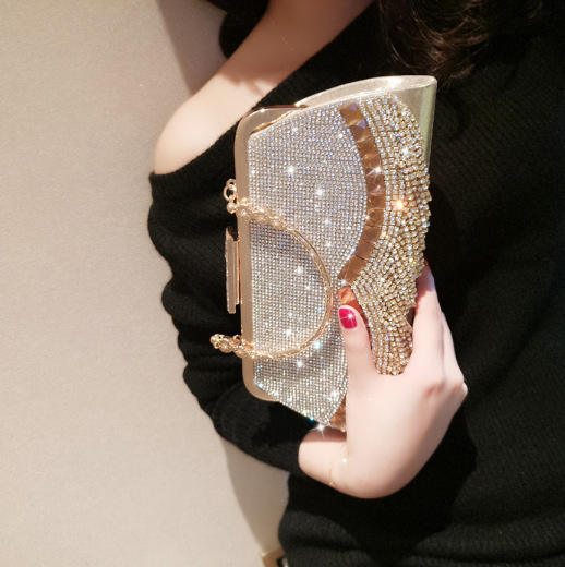 Designer Rhinestone Tassel Evening Clutch Bag for Women