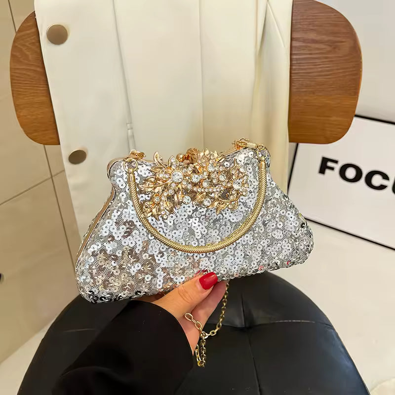 Elegant Textured Ladies Crossbody Bag Personality Female Chain Handbags Purse