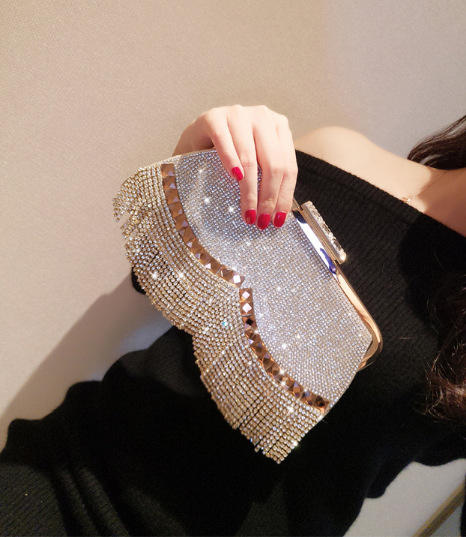 Designer Rhinestone Tassel Evening Clutch Bag for Women