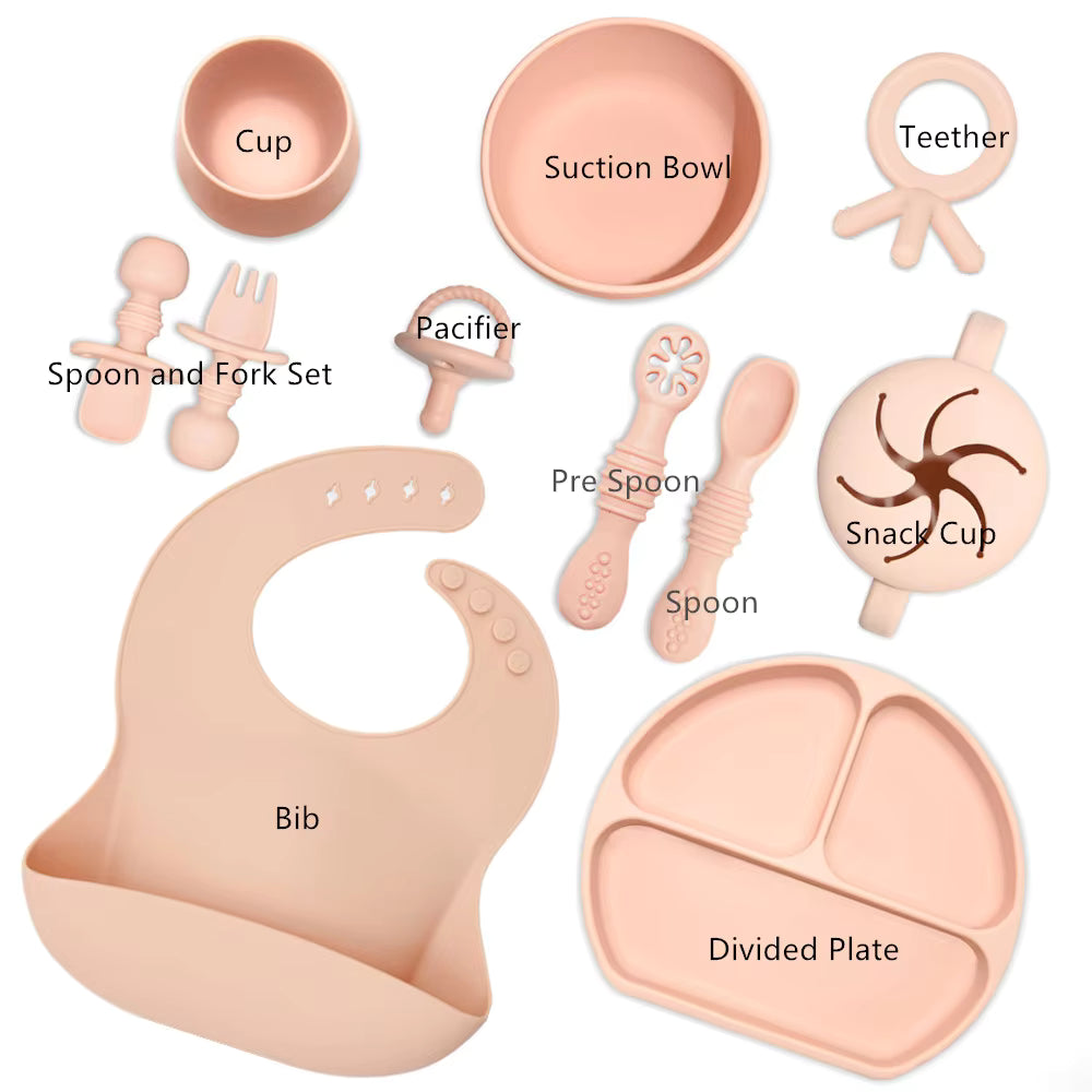 Baby Feeding Set Custom Eco Friendly Non Toxic Silicone Baby Tableware Set for Kids Dining