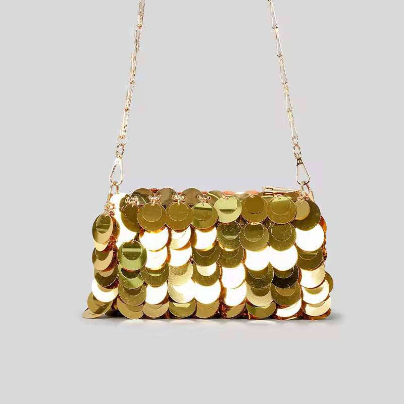 New Sequin Clutch Women's Beaded Dinner Bag Metal Chain Crossbody Shoulder Bag