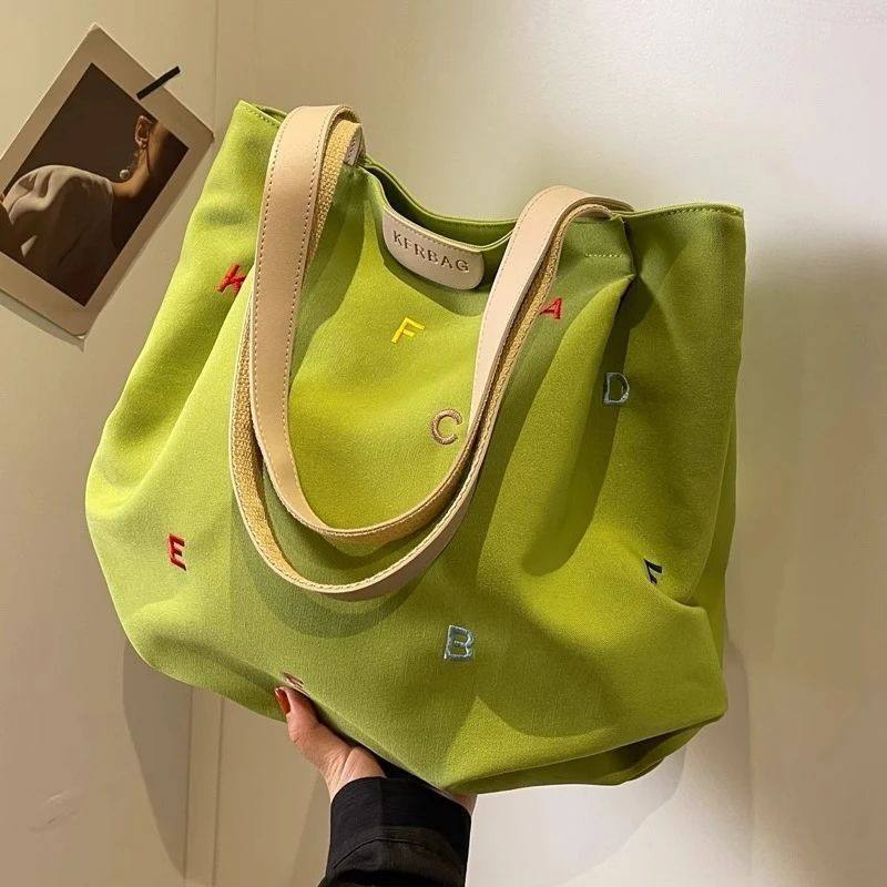 Trendy Embroidered Canvas Tote Bag for Women
