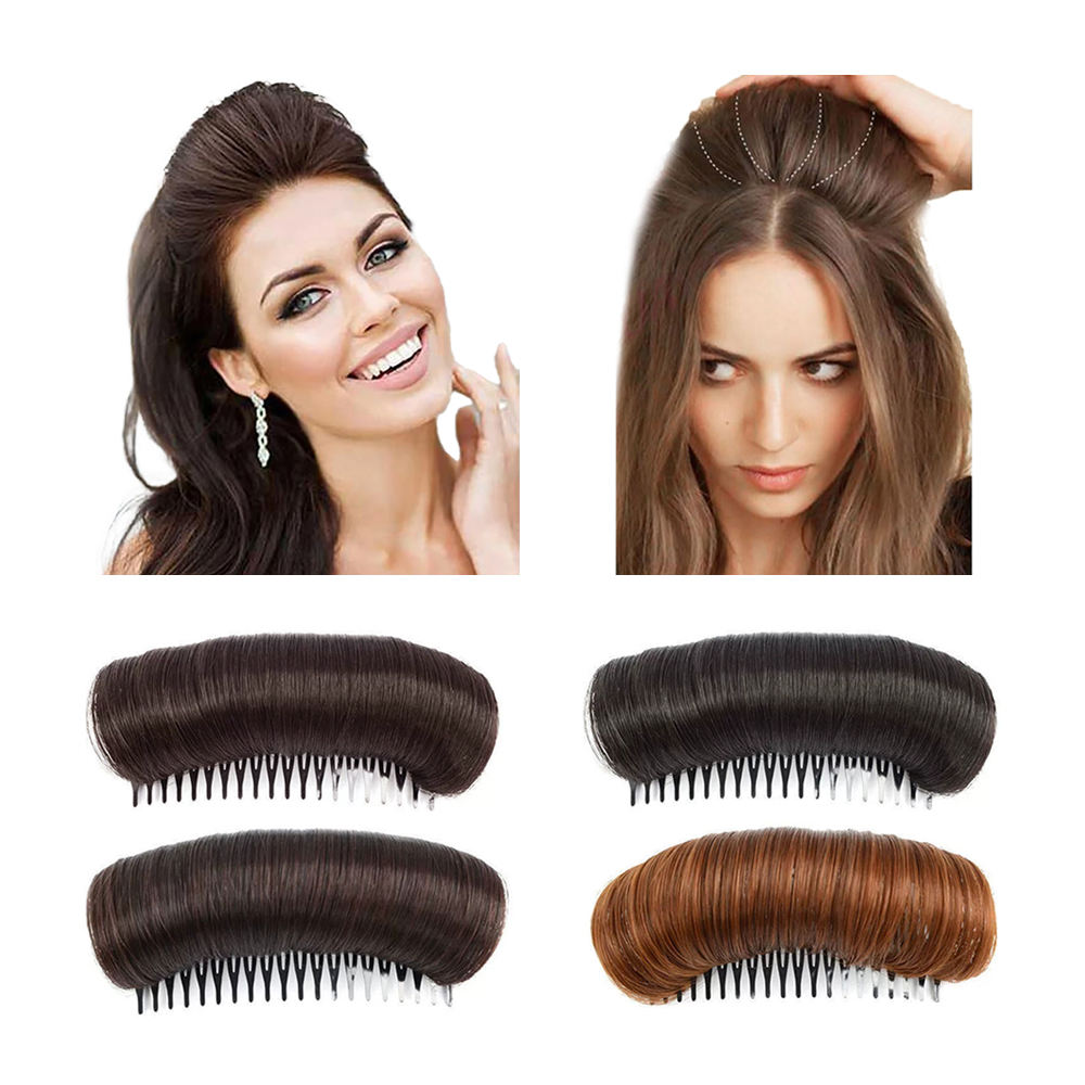 Hair Clip Bun Comb Base Bump Volume Synthetic Invisible Fluffy Hair Pad for Women