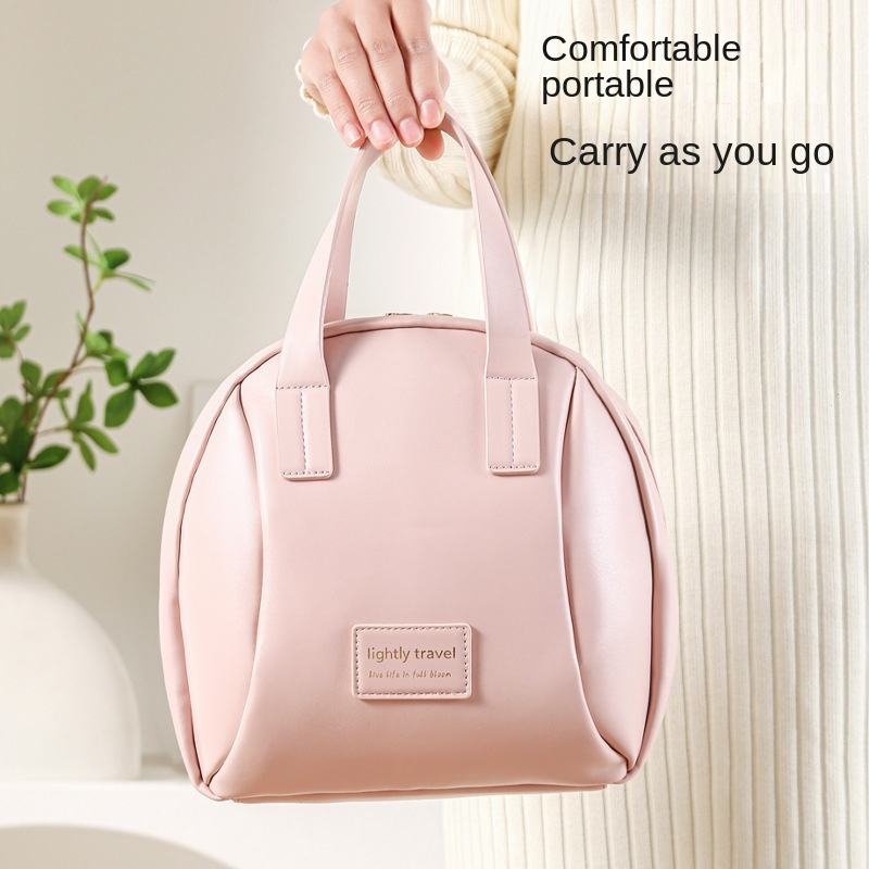 Women's Waterproof Zipper Letter Large Capacity Travel PU Double Handle Fashion Professional Cosmetic Bag