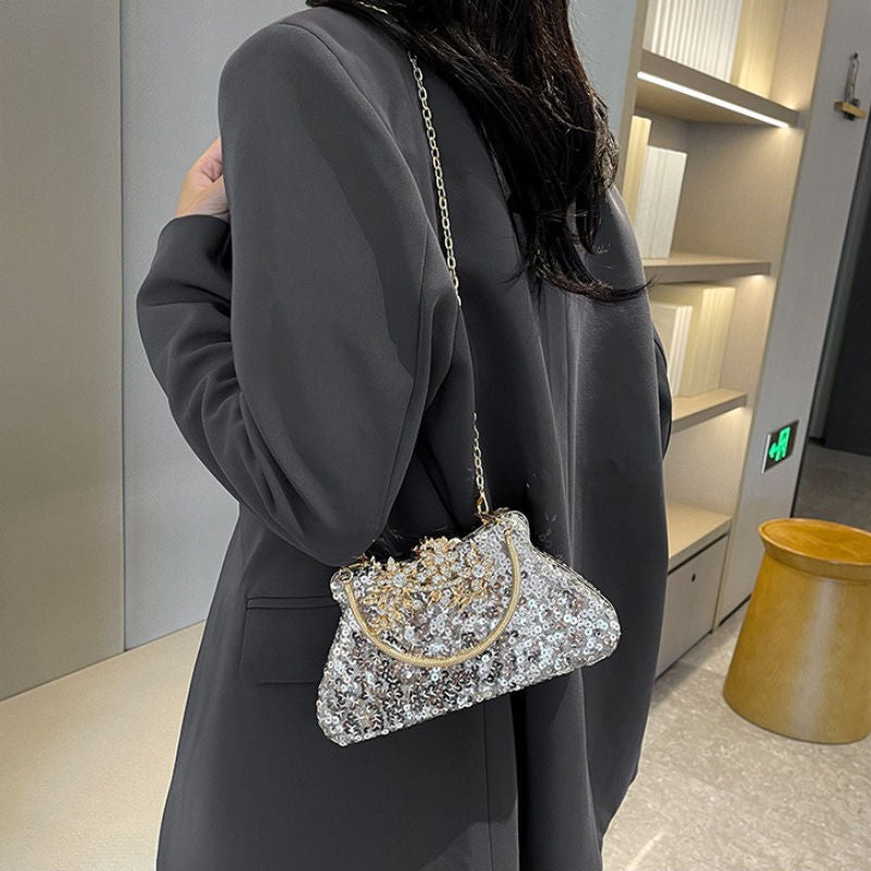 Elegant Textured Ladies Crossbody Bag Personality Female Chain Handbags Purse
