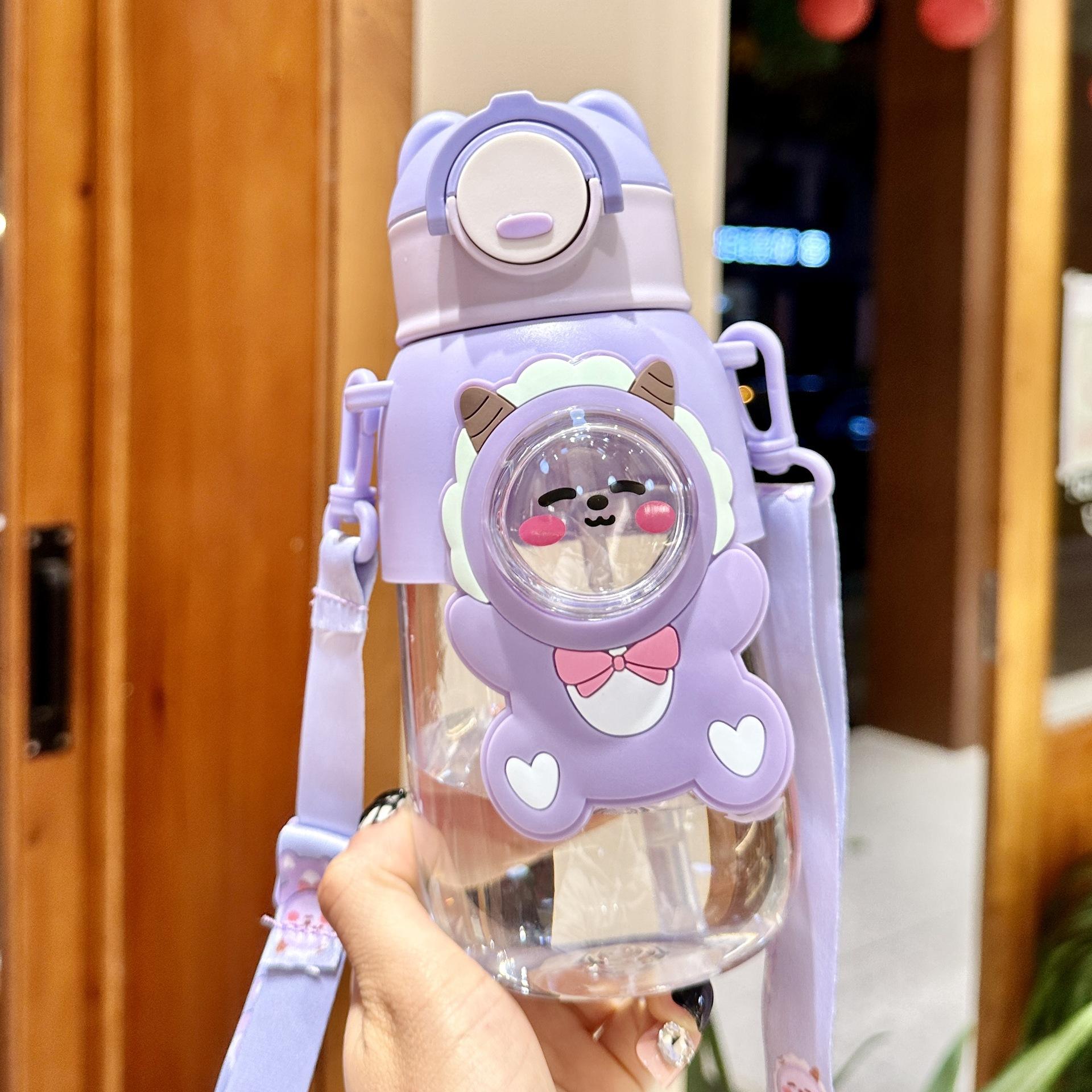 Summer Children's Plastic Straw Water Cup Cute Cartoon Design for Boys and Girls Portable and Drop Resistant Cup for Student