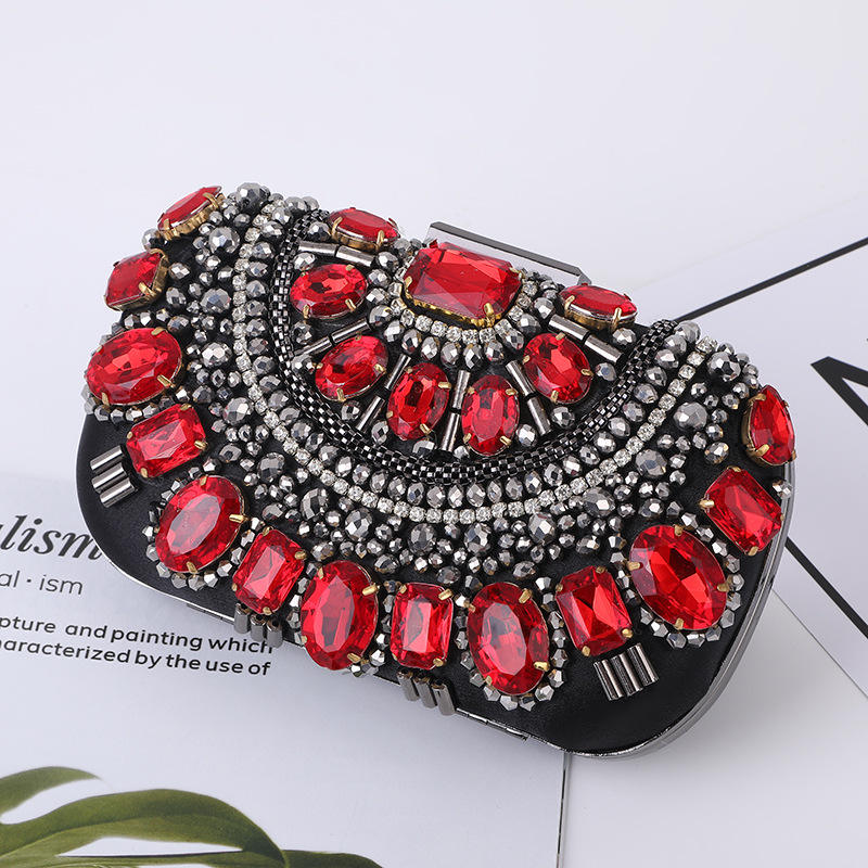 Women Fashion Classic Clutch Satchel Evening Bag with Chain Strap and Magnetic Closure