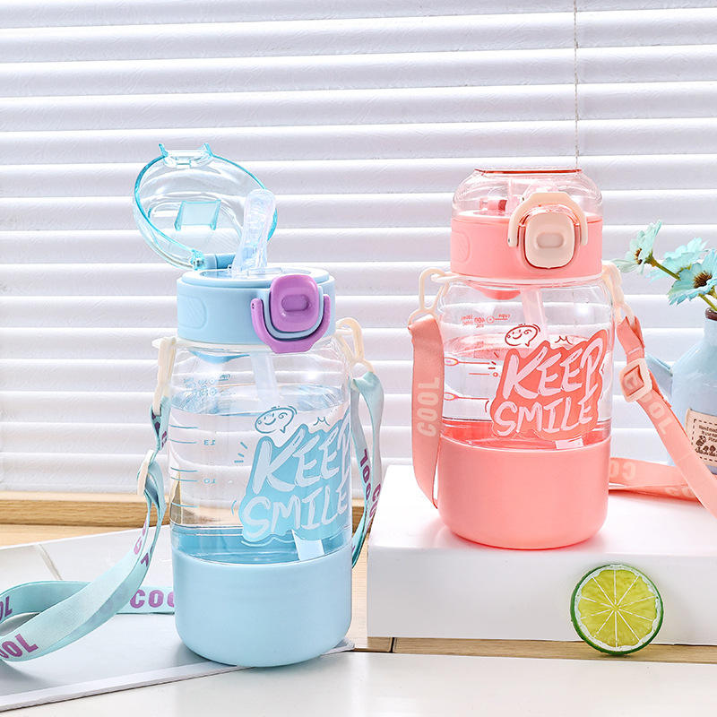 Children's PC Water Cup Summer New Kindergarten Baby Double Suction Cup Outdoor Sports Portable Kettle Anti-fall