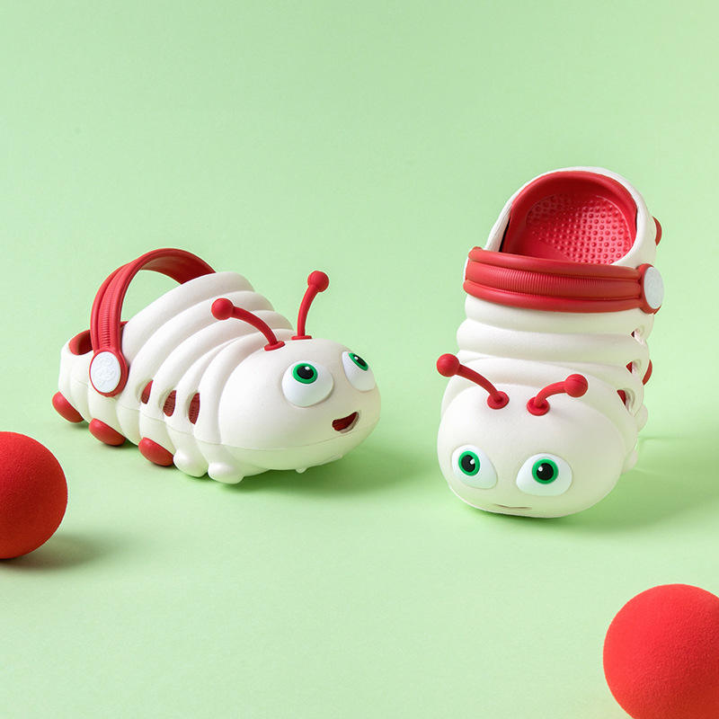 Hot Summer Sales for Kids Cute Cartoon Caterpillar EVA Clogs With Soft Bottom Breathable Flat Anti-Slip Features for Kids