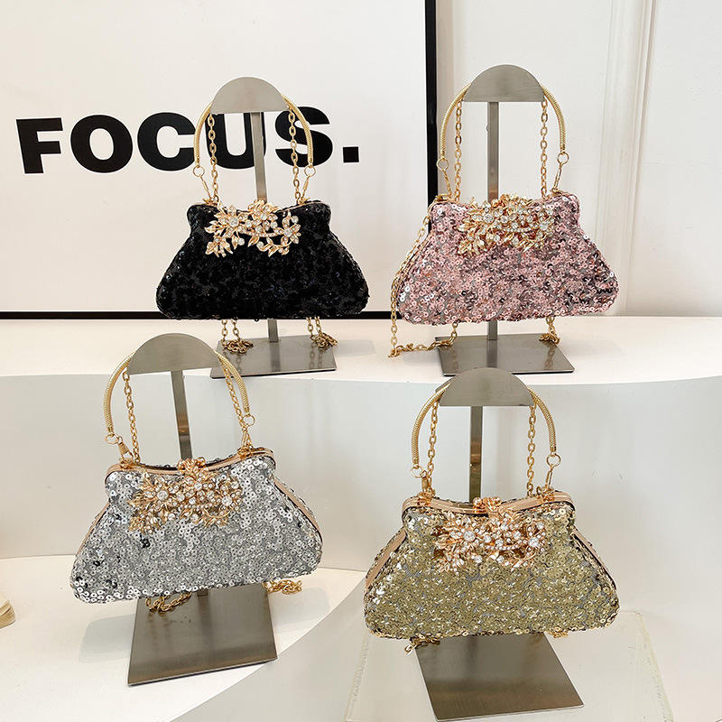 Elegant Textured Ladies Crossbody Bag Personality Female Chain Handbags Purse