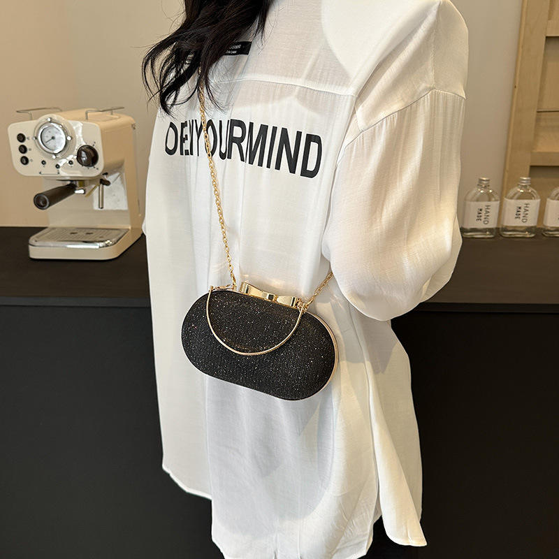 Stylish Shoulder Bag Glossy Shiny Crystal Purses Trendy Metal Evening Bag for Party Cocktail