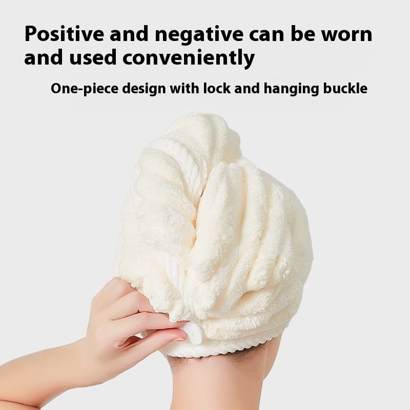 t Quick-Dry Baotou Dry Hair Cap Thickened Double Layer Coral Fleece Shower Towel for Home Use