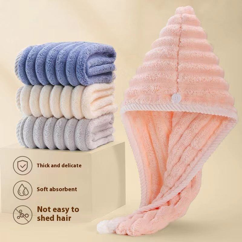 t Quick-Dry Baotou Dry Hair Cap Thickened Double Layer Coral Fleece Shower Towel for Home Use