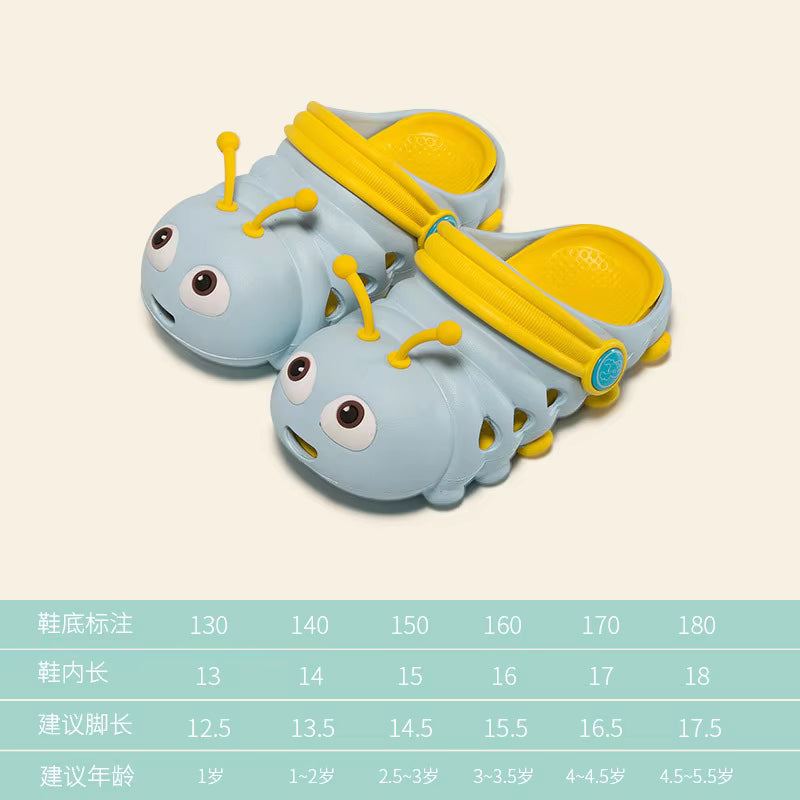 Hot Summer Sales for Kids Cute Cartoon Caterpillar EVA Clogs With Soft Bottom Breathable Flat Anti-Slip Features for Kids