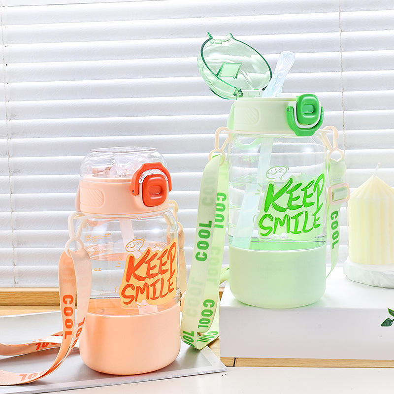 Children's PC Water Cup Summer New Kindergarten Baby Double Suction Cup Outdoor Sports Portable Kettle Anti-fall