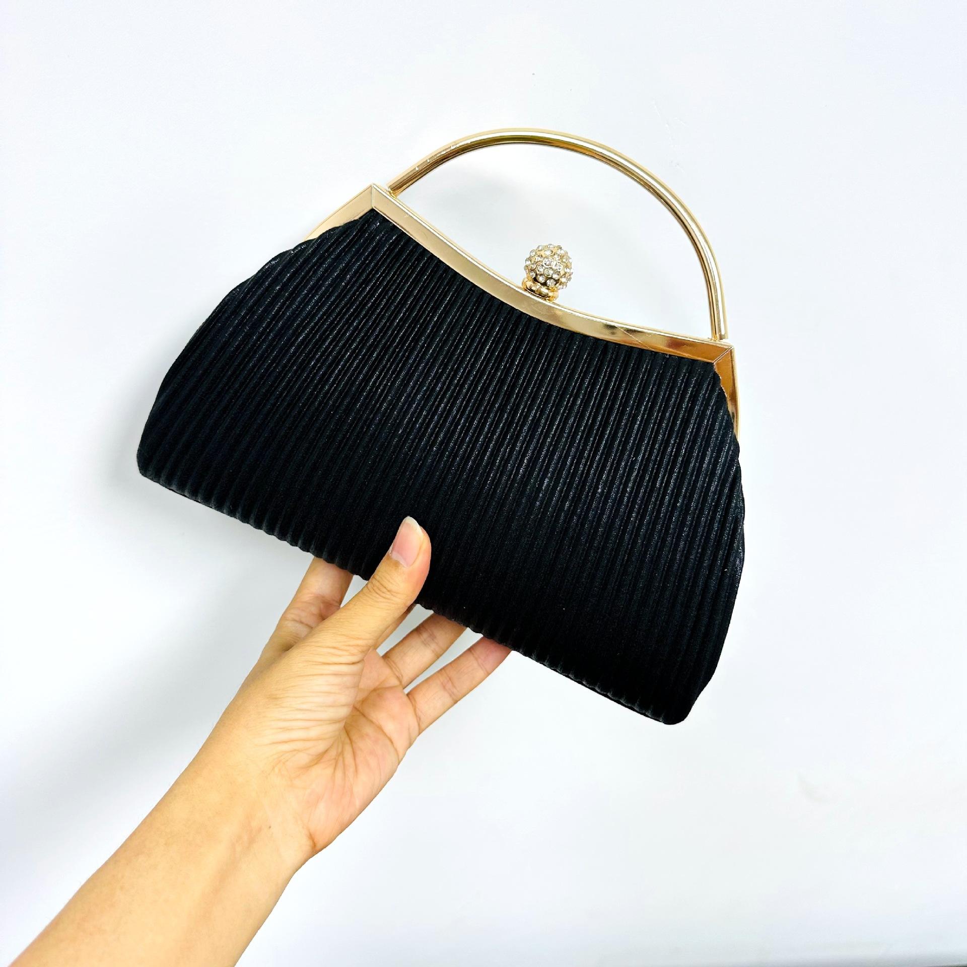 Evening Dress Handbag Banquet Bag Diamond Studded Formal Dress Bag Ladies Pleated Party Clutch