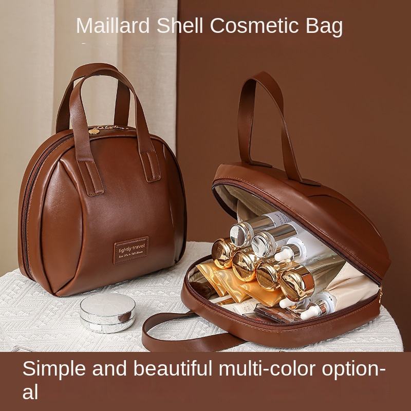 Women's Waterproof Zipper Letter Large Capacity Travel PU Double Handle Fashion Professional Cosmetic Bag