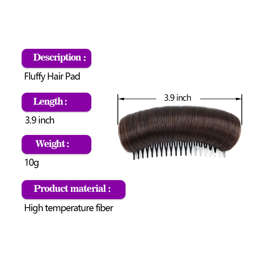 Hair Clip Bun Comb Base Bump Volume Synthetic Invisible Fluffy Hair Pad for Women