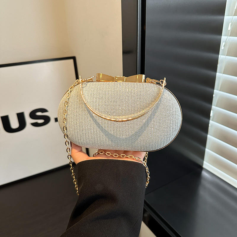 Stylish Shoulder Bag Glossy Shiny Crystal Purses Trendy Metal Evening Bag for Party Cocktail