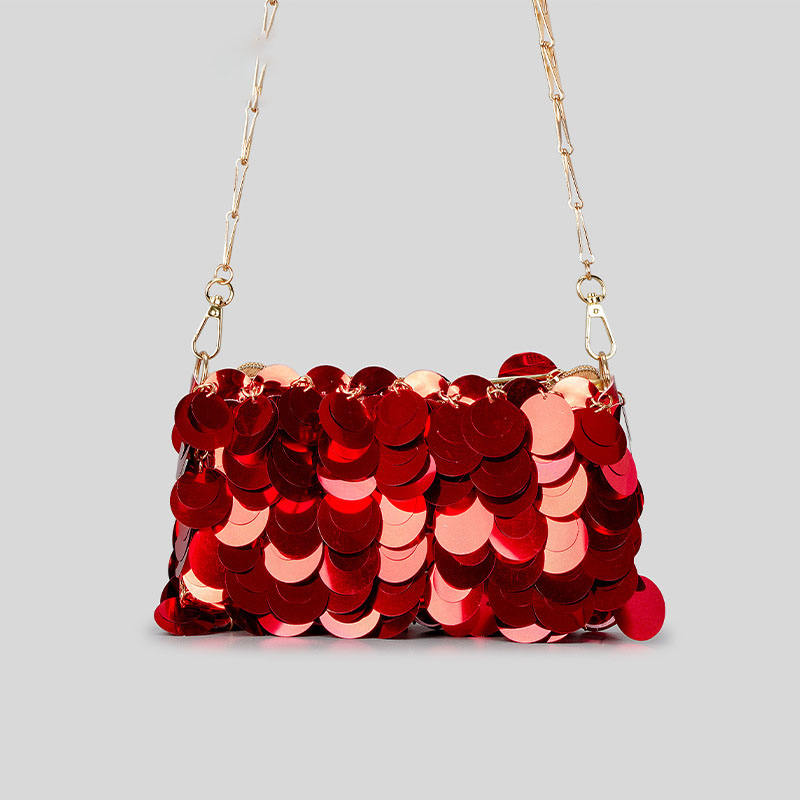 New Sequin Clutch Women's Beaded Dinner Bag Metal Chain Crossbody Shoulder Bag