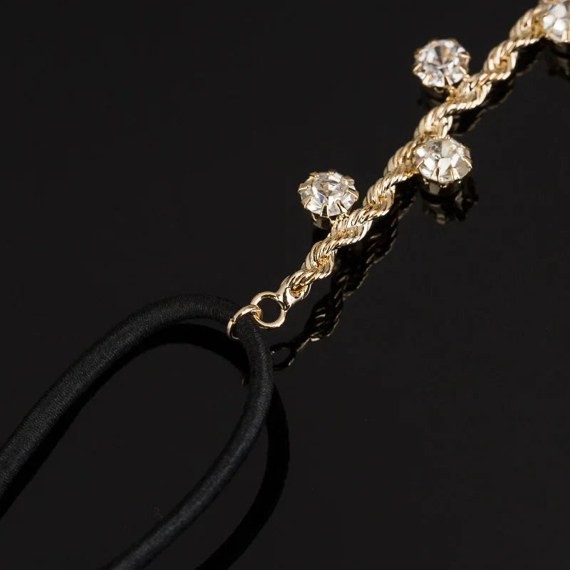 Rhinestone Elastic Belt Black Women's Stretch Belt Gold Girls Wide Crystal Flower Waist Jewelry Accessories for Dress